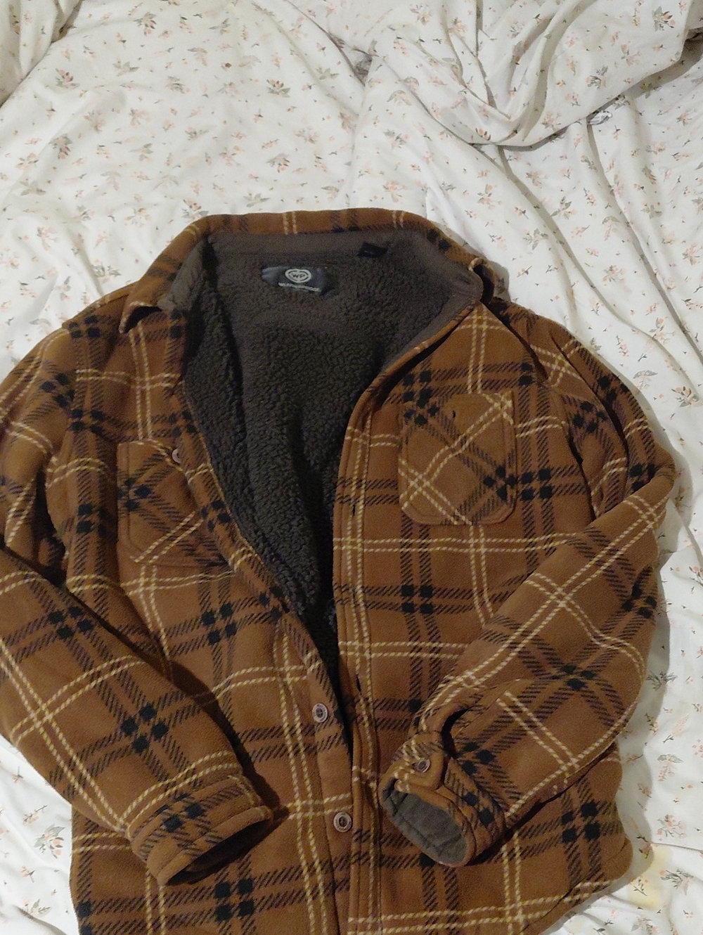 Weatherproof Brown Plaid Sherpa-Lined Shirt Jacket